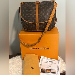 Louis Vuitton Saumur 35 Monogram Canvas Bag w/COA, Box & Dust Bag